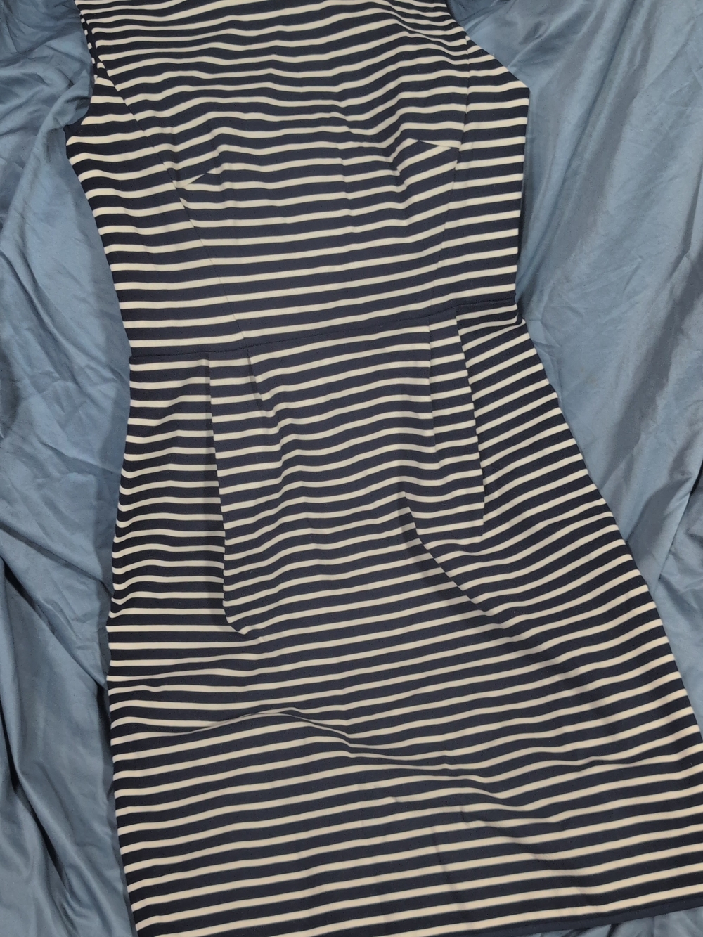 Striped Navy and White Kate Spade Sleeveless Sheath Dress